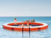 Inflatable Floating Dock with Trampoline Pool  10ft Water Mat Platform with Ladder & Carry Bag