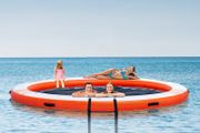 Inflatable Floating Dock with Trampoline Pool  10ft Water Mat Platform with Ladder &amp; Carry Bag