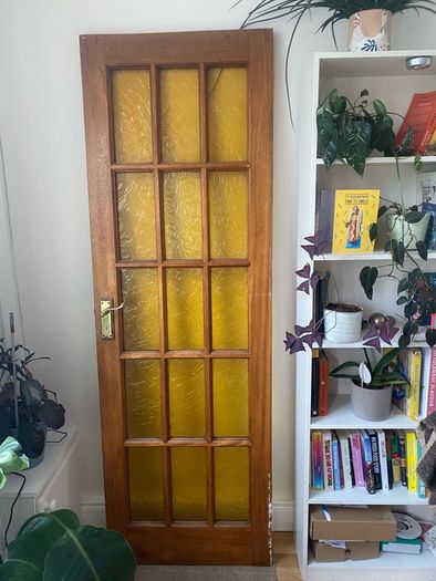 Internal door - amber glass panels