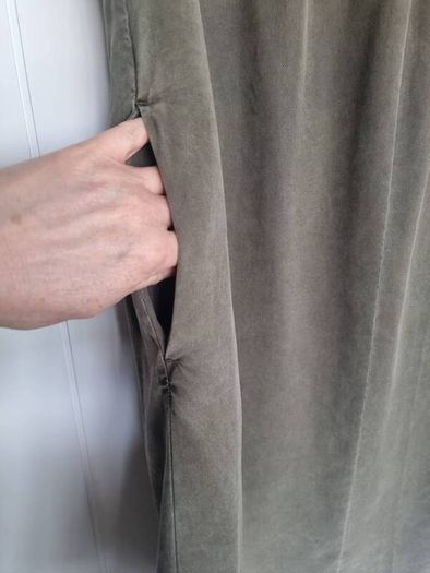 Khaki V-Neck Dress w/pockets, Size 40/UK 14