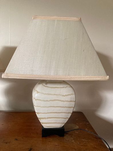 2 cream and beige table lamps