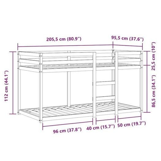 Bunk Bed without Mattress Pink 90x200 cm Solid Wood Pine