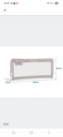 New, Safety bedrail 150 x 35 x 66 cm