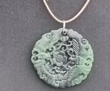 Quality Lotus Leaf Jade Pendant Set.