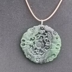 Quality Lotus Leaf Jade Pendant Set.