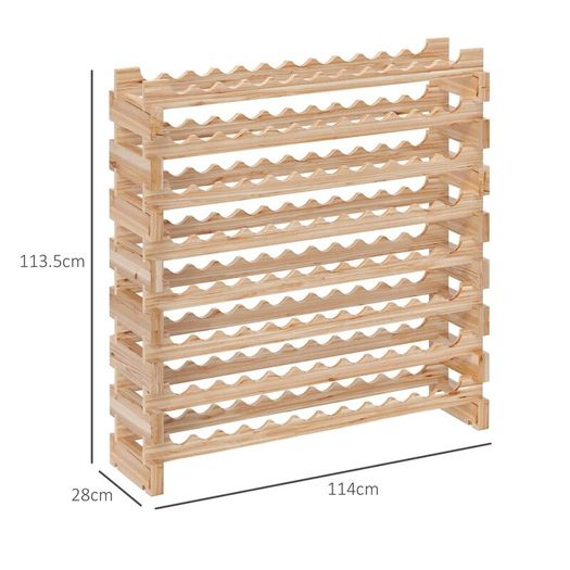 Wooden Wine Rack for 96 Bottles 8Tier Modular Wine Storage Shelf Natural Wood Finish