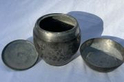 Vintage Chinese Pewter Lidded Barrel - Kut Hing Swatow - Ice Bucket