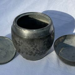 Vintage Chinese Pewter Lidded Barrel - Kut Hing Swatow - Ice Bucket
