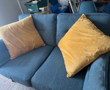 2 x large mustard faux velvet cushions