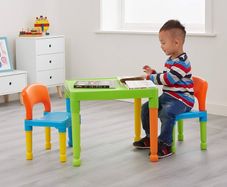 Toys Childrens Multi-Coloured Table 2 Chairs Set, Multicoloured, 51x51x43.5 cm