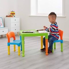 Toys Childrens Multi-Coloured Table 2 Chairs Set, Multicoloured, 51x51x43.5 cm