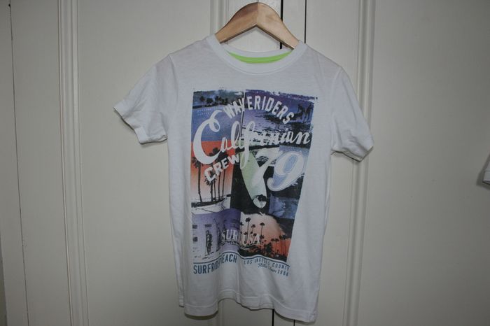 Boys White Logo Print Short Sleeve Top Age 8 - 9 Years