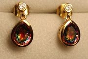 Gold Plated Sterling Silver Nebula Quartz Pear Drop Earrings