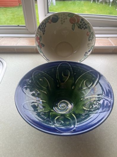 Vintage 2 Large Pottery Bowls as New