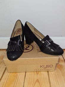 BNWT in original box KYLIE CRAZY Slip-On Black Shoes - size UK 4 / EU 37