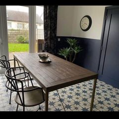 Rowico Swedish Dining Table - Oak with Brass frame