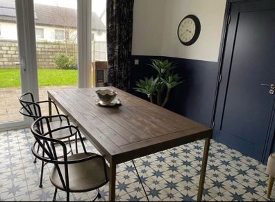 Rowico Swedish Dining Table - Oak with Brass frame