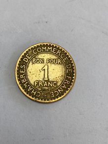 French 1921 1 Franc Chambre de Commerce coin
