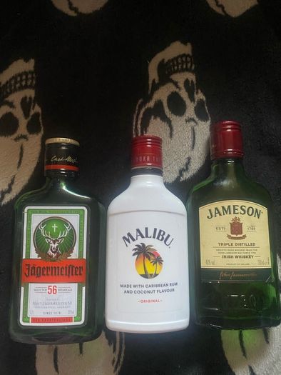 Jameson Whiskey jagermeister Malibu empty bottles 200ml