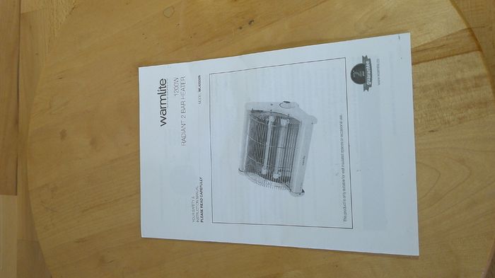 Brand New Warmlite WL42008N Radiant 2 Bar Electric Heater (1200W) - Unused Boxed
