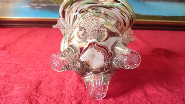 Murano Millefiori Art Glass Basket 10.75 Inches Tall