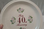 Ruby anniversary plate vintage