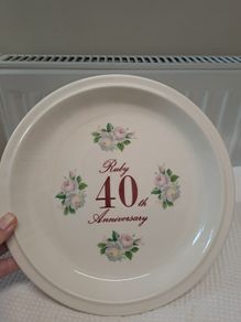 Ruby anniversary plate vintage