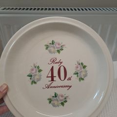 Ruby anniversary plate vintage