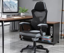 Office Chair Computer Ergonomic Reclining Backrest Swivel Seat Height Adjustable Padded Armrest Gray