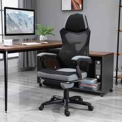 Office Chair Computer Ergonomic Reclining Backrest Swivel Seat Height Adjustable Padded Armrest Gray