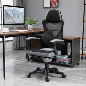 Office Chair Computer Ergonomic Reclining Backrest Swivel Seat Height Adjustable Padded Armrest Gray