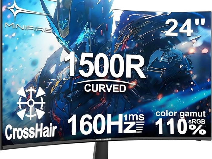 24 Inch Gaming Monitor 160Hz Full HD 1080P Curved Gaming Monitor  1500R VA Panel 1ms MPRT  sRGB110 Adaptive Sync Eye care VESA 75/75mm HDMI DP Prots