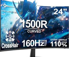 24 Inch Gaming Monitor 160Hz Full HD 1080P Curved Gaming Monitor  1500R VA Panel 1ms MPRT  sRGB110 Adaptive Sync Eye care VESA 75/75mm HDMI DP Prots