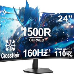 24 Inch Gaming Monitor 160Hz Full HD 1080P Curved Gaming Monitor  1500R VA Panel 1ms MPRT  sRGB110 Adaptive Sync Eye care VESA 75/75mm HDMI DP Prots