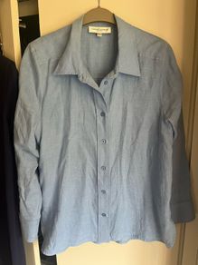 Blue linen shirt by Carolyn Donnelly