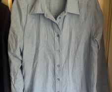 Blue linen shirt by Carolyn Donnelly