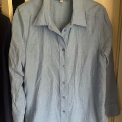 Blue linen shirt by Carolyn Donnelly