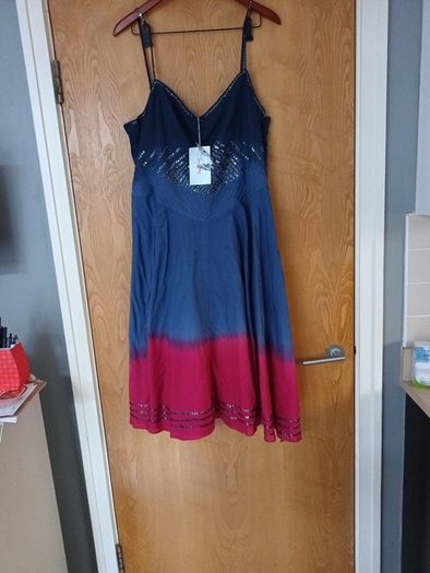Jasper Conran Embellished Dip Dye Dress S. 18. B.N.W.T