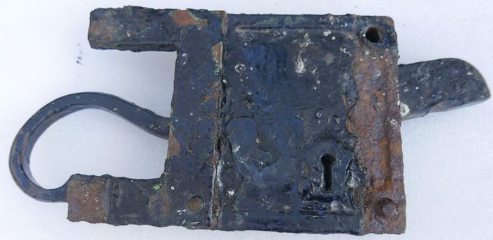 Amazing Antique Early Elbow Lock Rim Lock