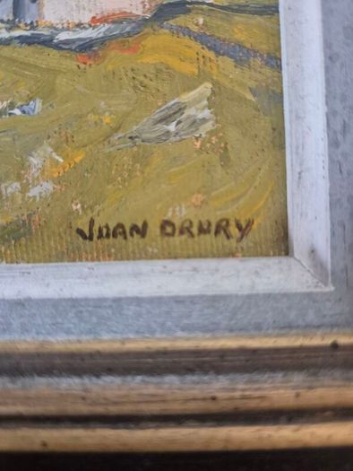 Joan Drury Original Irish Landscape Painting - Vintage Tramore Custom Frame