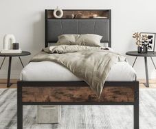 3ft Single Bed Frame with Storage Headboard