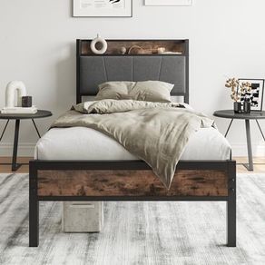 3ft Single Bed Frame with Storage Headboard