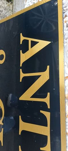 Antiques & Curios,hard plastic sign perspex. ,unusual and lovely colours,,32 inches length, 16 inches height,,buyer collects, see pictures for condition, used condition few marks nicks