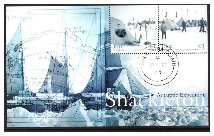 2004 Ireland Shackleton Miniature Sheet Fine Used with clear Dublin cancel