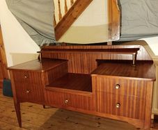 Mid Century Vintage dressing table with original shaped mirror