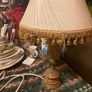 Large tall table lamp vintage 1960s brass onyx marble brown Image 2