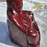 Seated Rosewood Smiling Buddha Image 5