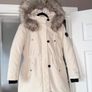 ONLY Cream Faux Fur Hooded Winter Parka Coat Size L Image 2
