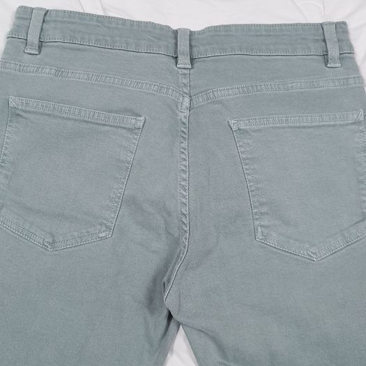 Zara Muted Green Blue Raw Frayed Hem Slim Fit Cropped Jeans 14UK/42EU