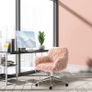 Faux Fur Desk Chair, Swivel Vanity Chair with Adjustable Height and Wheels for Office, Bedroom (FREE SHIPPING) Image 5